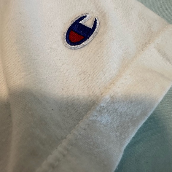 Champion 90s Mens XL White Felt Logo Applique Short Sleeve Casual Grunge. - Picture 7 of 13